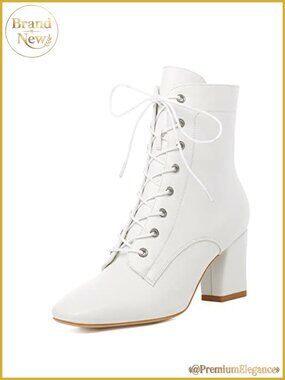 Square Toe Chunky Heel Ankle Boots Lace Up Block Heeled Booties